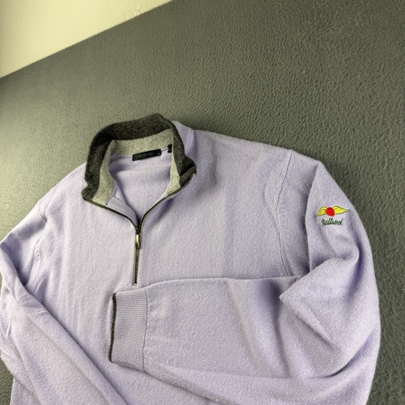 Greyson Sweater Men's L Purple Sebonack Baltusrol Wool Cashmere Golf 1/4 Zip